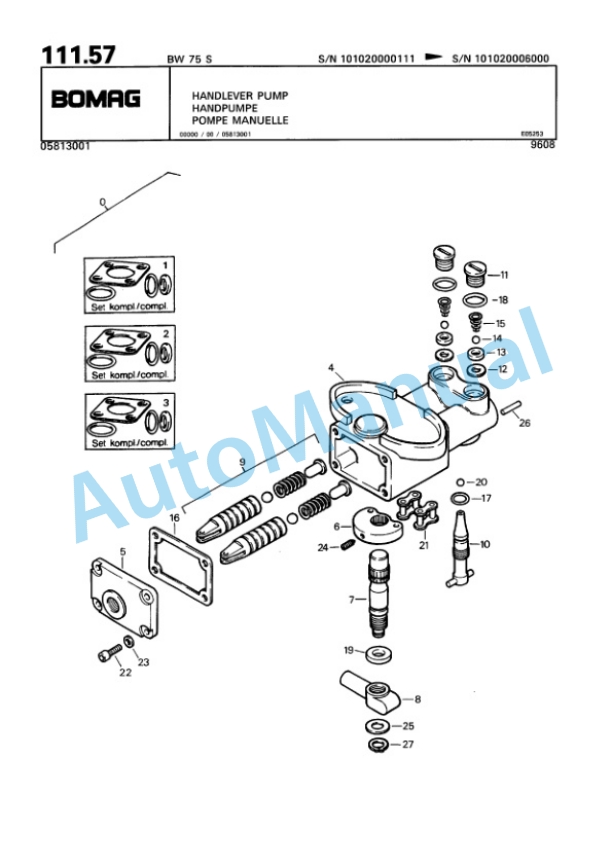 Bomag BW 75 S Double Vibratory Roller Spare Parts Catalogue 00810014-5