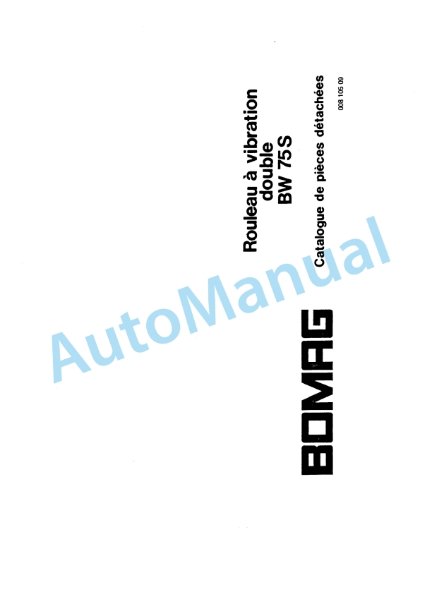 Bomag BW 75 S Double Vibratory Roller Spare Parts Catalogue 00810509 FR
