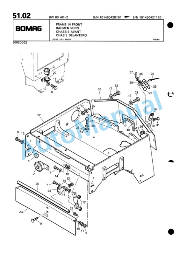 Bomag BW 80 AD-2, BW 80 ADH-2 Tandem Vibratory Roller Spare Parts Catalogue 00810280-2