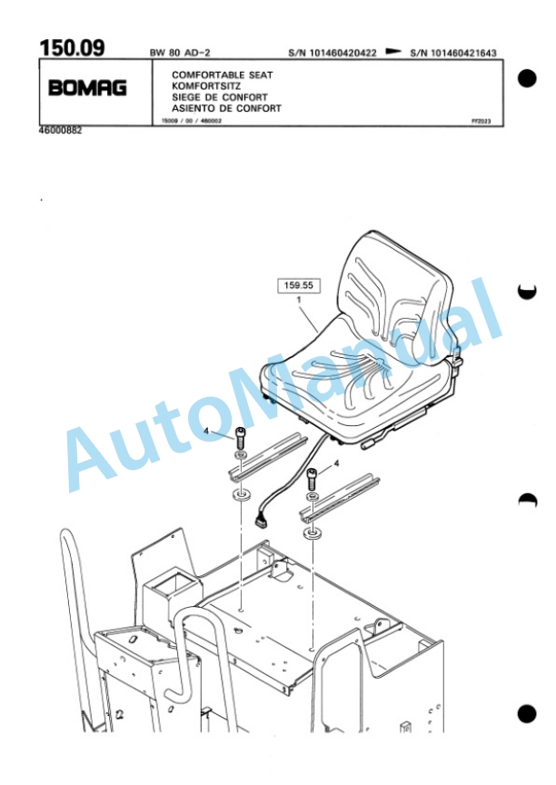 Bomag BW 80 AD-2, BW 80 ADH-2 Tandem Vibratory Roller Spare Parts Catalogue 00810280-5