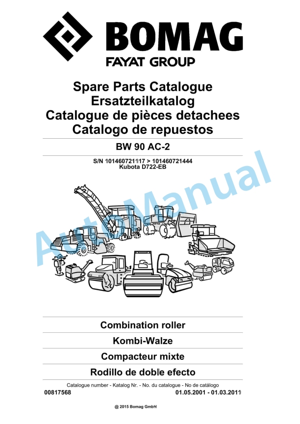 Bomag BW 90 AC-2 Combination Roller Spare Parts Catalogue 00817568