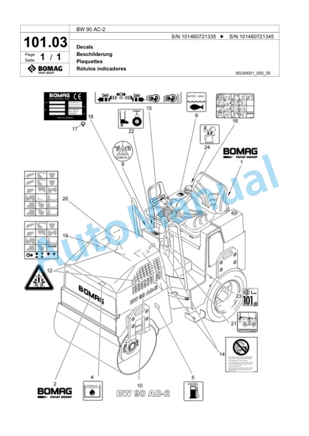Bomag BW 90 AC-2 Combination Roller Spare Parts Catalogue 00817568-4