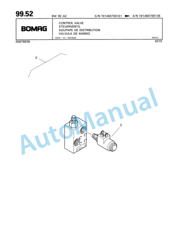 Bomag BW 90 AC, BW 90 ADS Combination Roller Spare Parts Catalogue 00810000-4