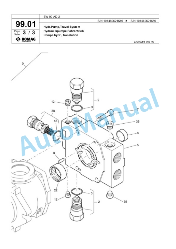 Bomag BW 90 AD-2 Tandem Vibratory Roller Spare Parts Catalogue 00810281-3