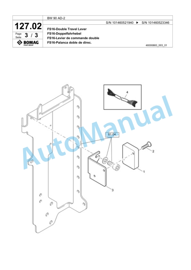 Bomag BW 90 AD-2 Tandem Vibratory Roller Spare Parts Catalogue 00817569-4