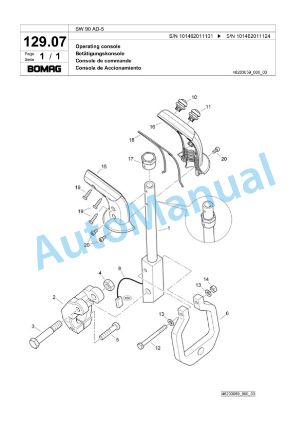 Bomag BW 90 AD-5 Tandem Vibratory Roller Spare Parts Catalogue 00818709-5