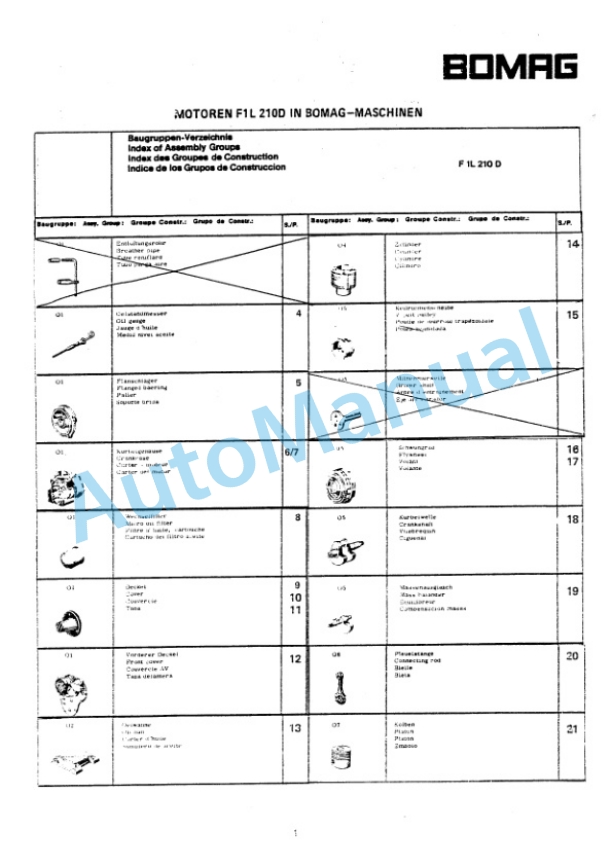 Bomag BW 90 AD, BW 90 ADL Double Vibratory Roller Spare Parts Catalogue 00810770-3