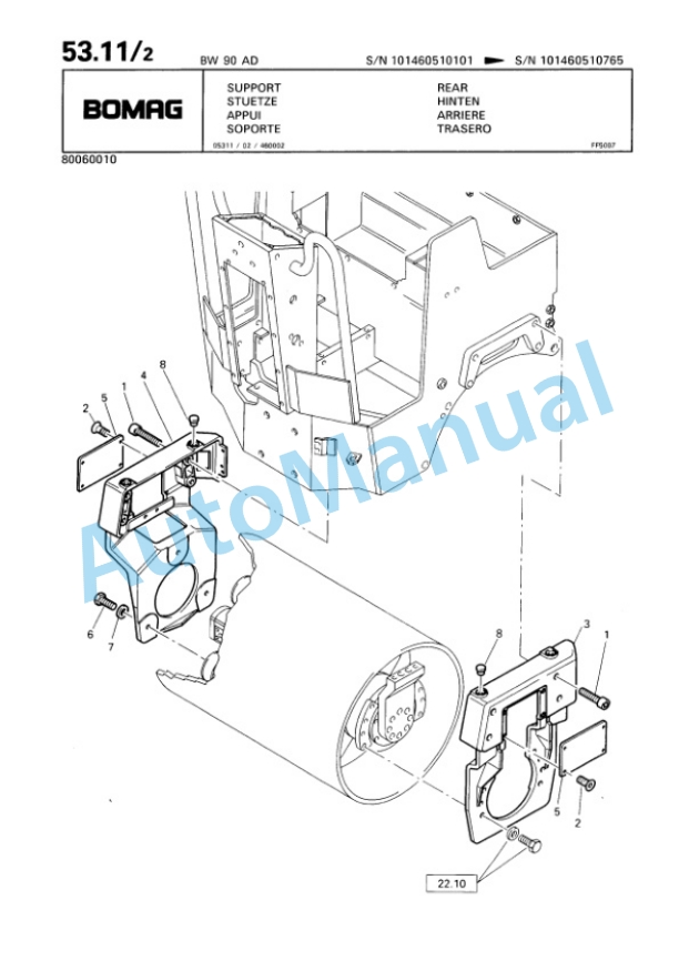 Bomag BW 90 AD Tandem Vibratory Roller Spare Parts Catalogue 00810181-2