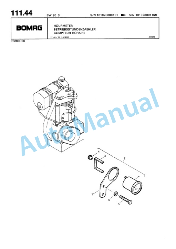 Bomag BW 90 S Double Vibratory Roller Spare Parts Catalogue 00810016-4