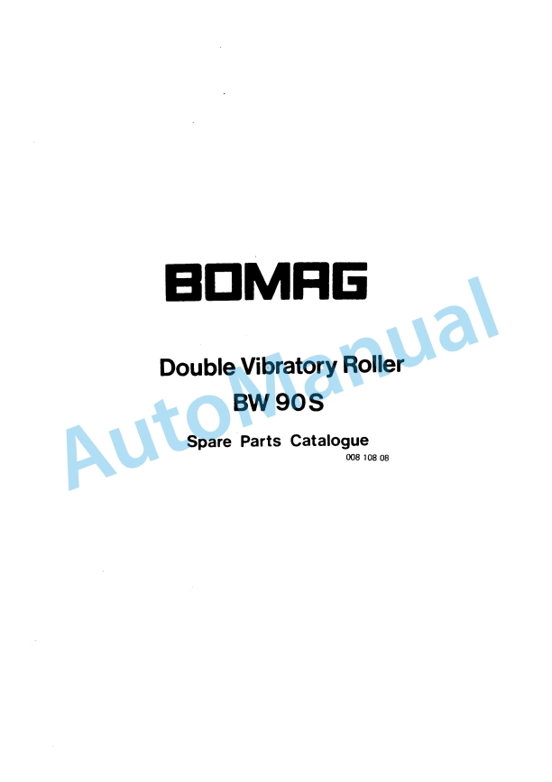 Bomag BW 90 S Double Vibratory Roller Spare Parts Catalogue 00810808