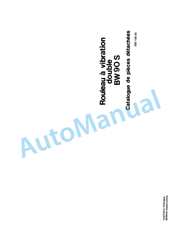 Bomag BW 90 S Double Vibratory Roller Spare Parts Catalogue 00810809 FR