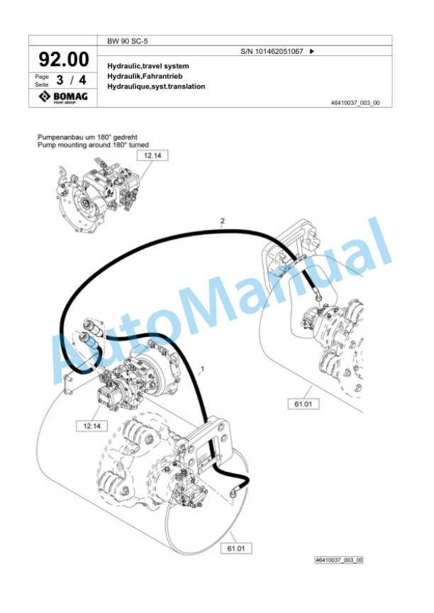Bomag BW 90 SC-5 Tandem Vibratory Roller Spare Parts Catalogue 00824125-3