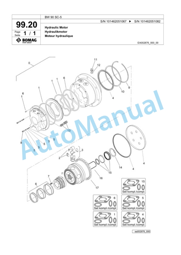 Bomag BW 90 SC-5 Tandem Vibratory Roller Spare Parts Catalogue 00824125-4