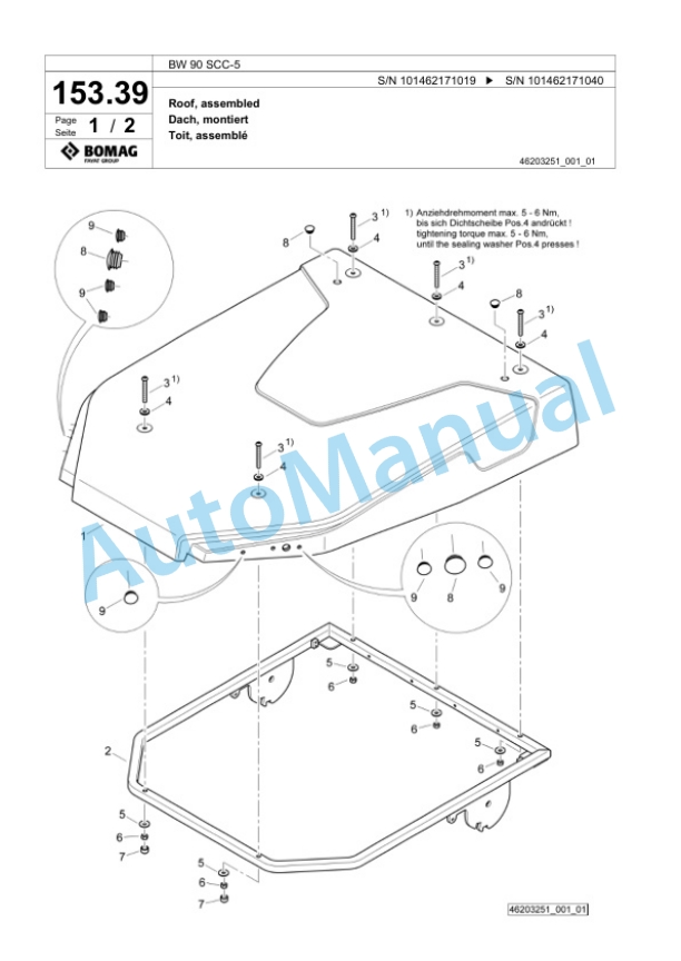 Bomag BW 90 SCC-5 Combination Roller Spare Parts Catalogue 00826451-4