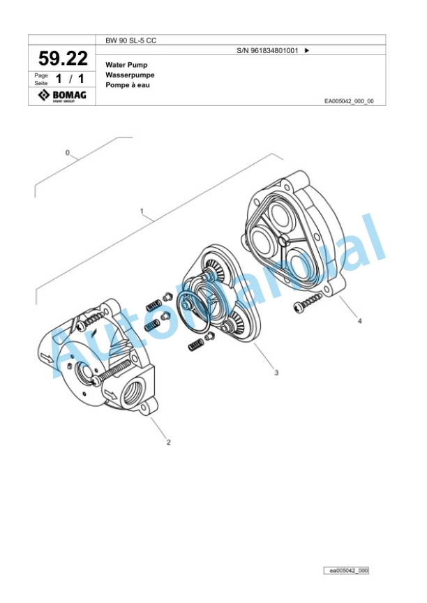 Bomag BW 90 SL-5 CC Tandem Vibratory Roller Spare Parts Catalogue 00826783-2