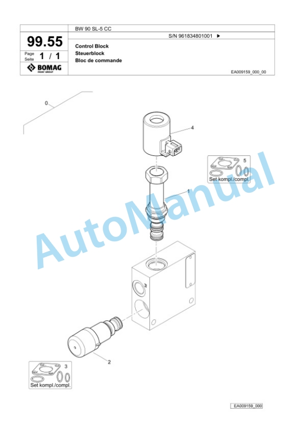 Bomag BW 90 SL-5 CC Tandem Vibratory Roller Spare Parts Catalogue 00826783-4