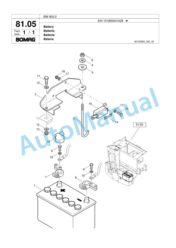 Bomag BW 900-2 Tandem Vibratory Roller Spare Parts Catalogue 00817597-4