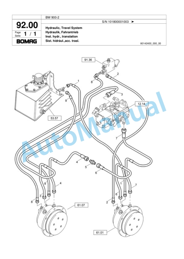 Bomag BW 900-2 Tandem Vibratory Roller Spare Parts Catalogue 00817597-5