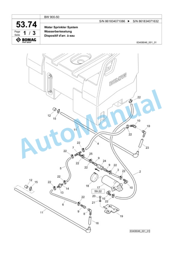 Bomag BW 900-50 Tandem Vibratory Roller Spare Parts Catalogue 00818921-2