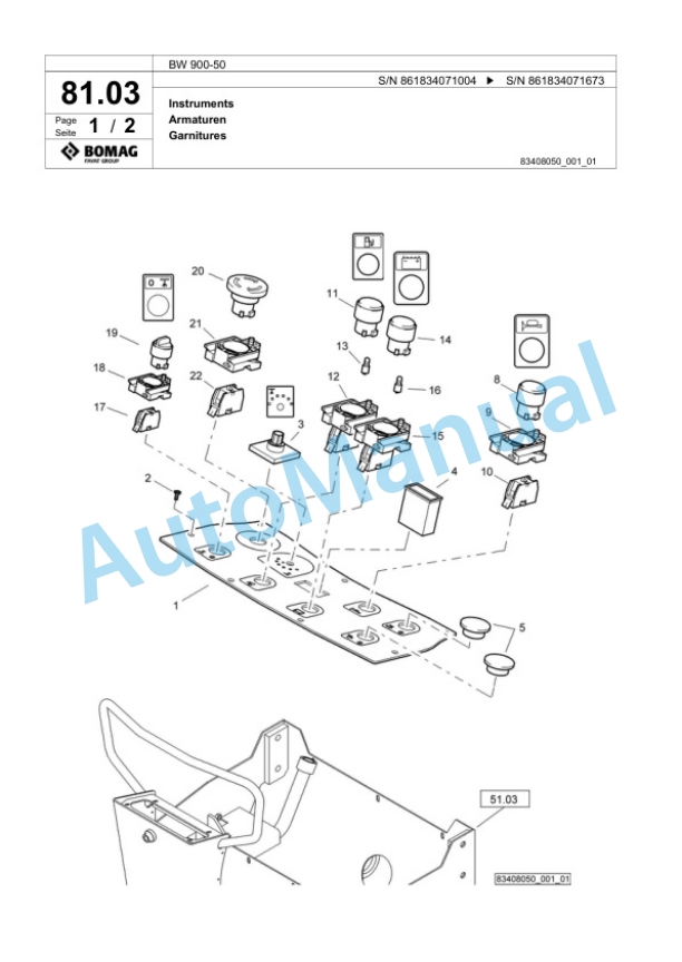 Bomag BW 900-50 Tandem Vibratory Roller Spare Parts Catalogue 00818921-3
