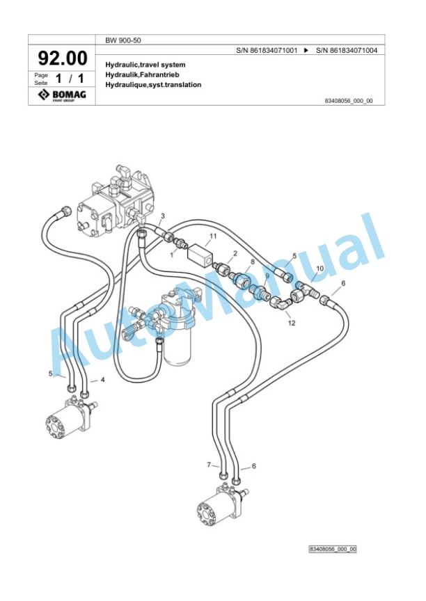 Bomag BW 900-50 Tandem Vibratory Roller Spare Parts Catalogue 00818921-5