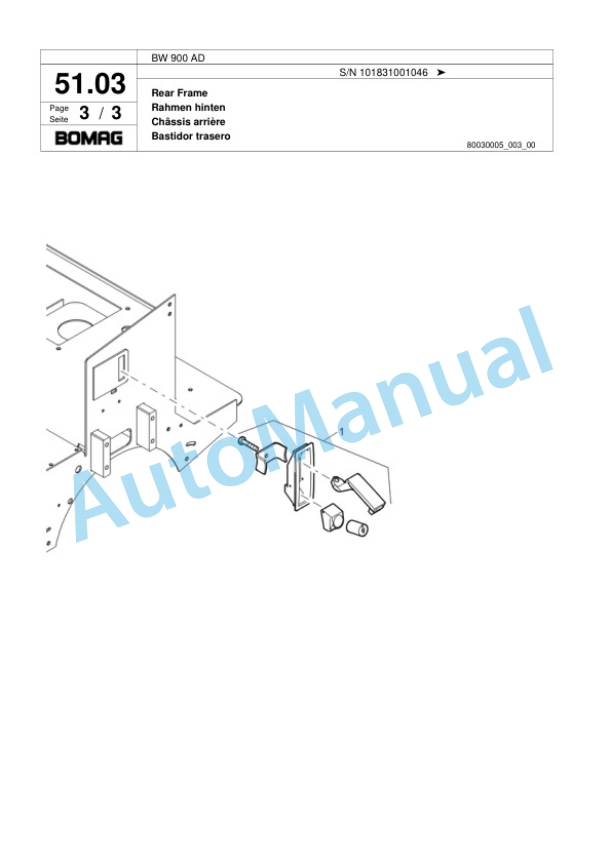 Bomag BW 900 AD Tandem Vibratory Roller Spare Parts Catalogue 00817570-2