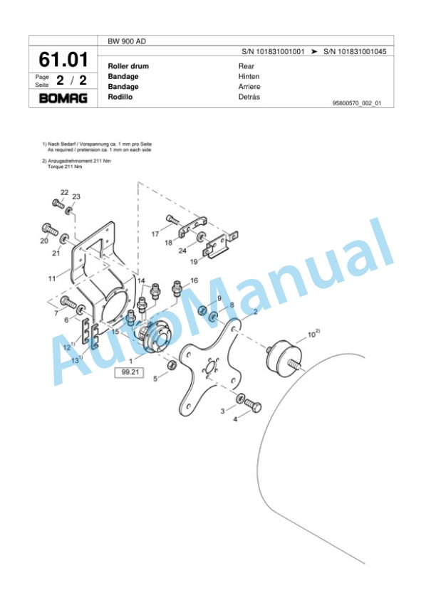 Bomag BW 900 AD Tandem Vibratory Roller Spare Parts Catalogue 00817570-3