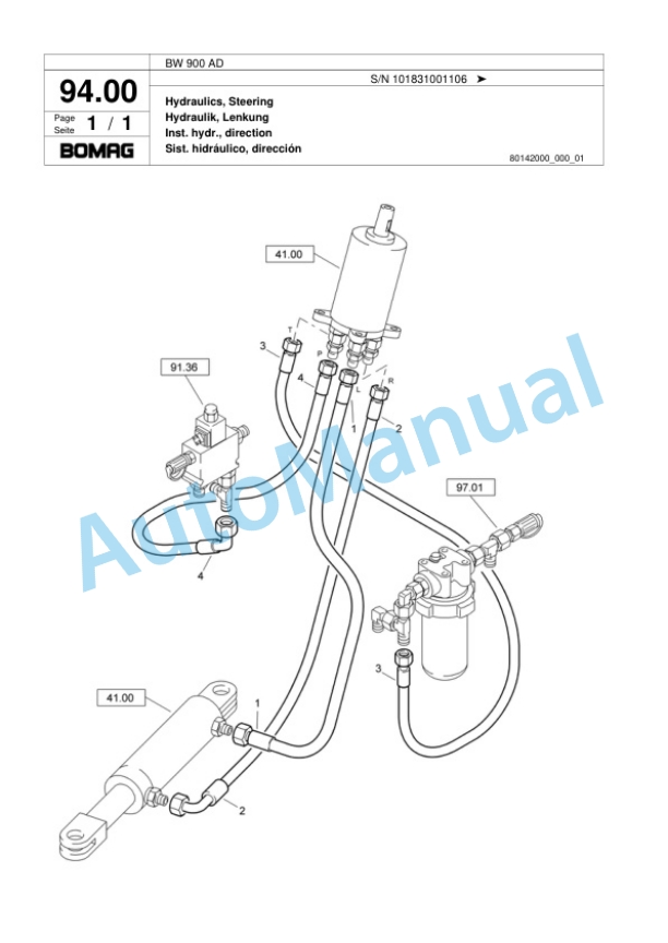 Bomag BW 900 AD Tandem Vibratory Roller Spare Parts Catalogue 00817570-5