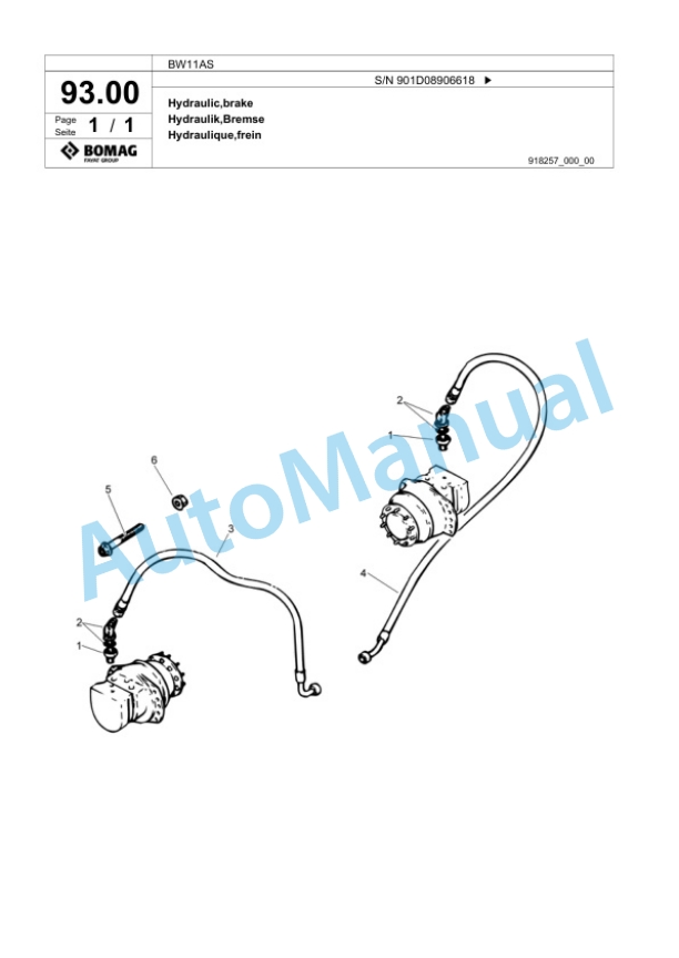 Bomag BW11AS Steel Wheel Roller Spare Parts Catalogue 00817891-3