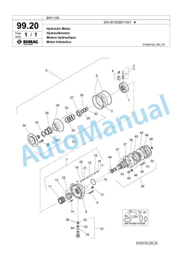 Bomag BW11AS Steel Wheel Roller Spare Parts Catalogue 00818625-4
