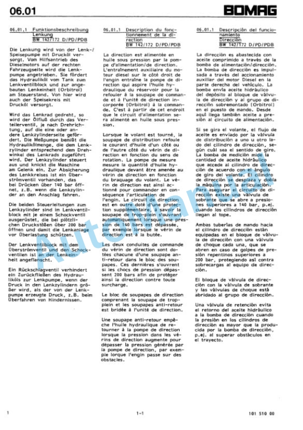 Bomag BW141 to BW171 PD Single Drum Wheel Drive Vibratory Roller Repair Instructions 00819084-4