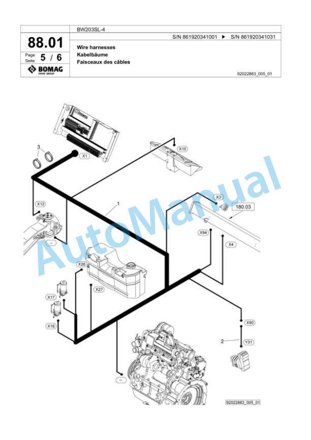 Bomag BW203SL-4 Tandem Vibratory Roller Spare Parts Catalogue 00825959-4