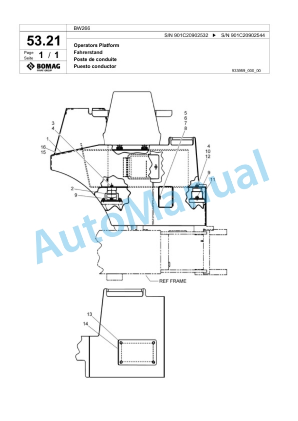 Bomag BW266 Tandem Vibratory Roller Spare Parts Catalogue 00817895-2