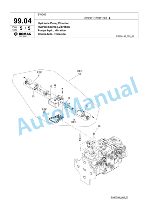 Bomag BW266 Tandem Vibratory Roller Spare Parts Catalogue 00818925-4