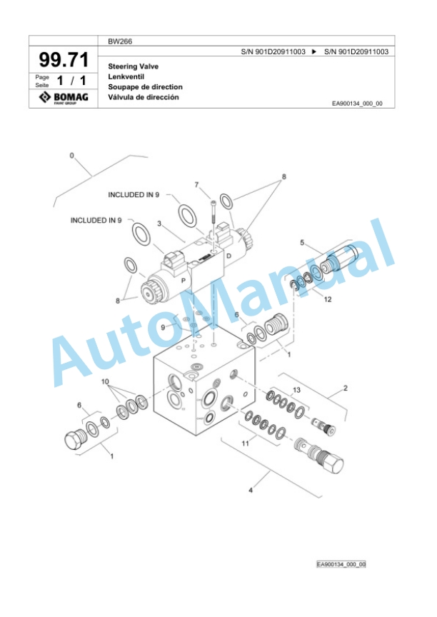 Bomag BW266 Tandem Vibratory Roller Spare Parts Catalogue 00818925-5