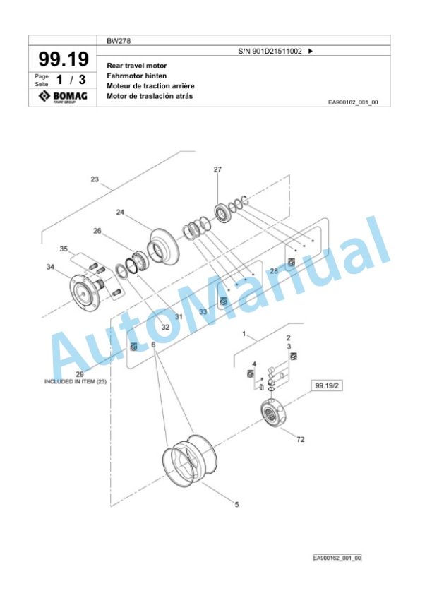 Bomag BW278 Tandem Vibratory Roller Spare Parts Catalogue 00818929-4