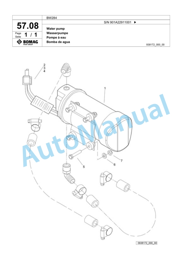 Bomag BW284 Tandem Vibratory Roller Spare Parts Catalogue 00818613-2