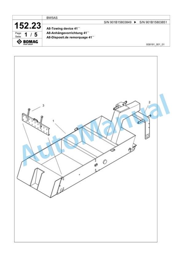 Bomag BW5AS Steel Wheel Roller Spare Parts Catalogue 00817871-4