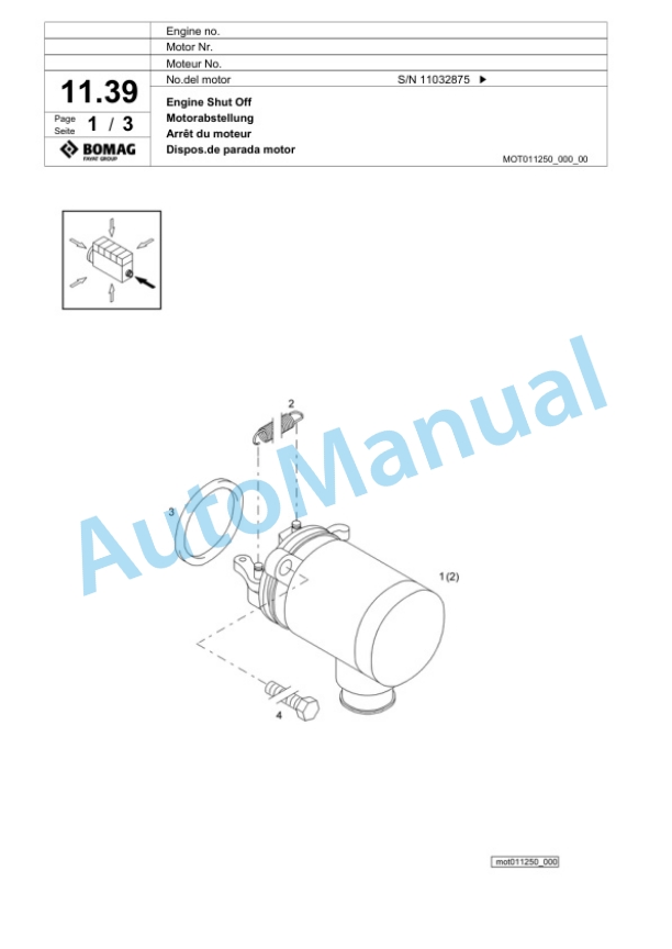 Bomag BW5AS Steel Wheel Roller Spare Parts Catalogue 00818977-2