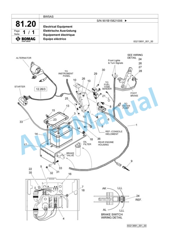 Bomag BW5AS Steel Wheel Roller Spare Parts Catalogue 00818977-4