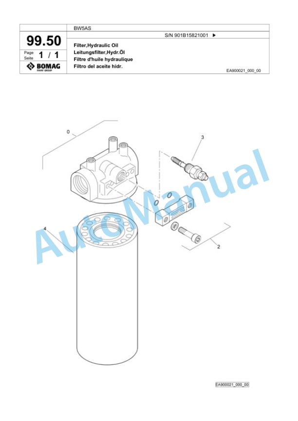 Bomag BW5AS Steel Wheel Roller Spare Parts Catalogue 00818977-5