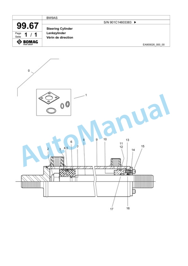 Bomag BW9AS Steel Wheel Roller Spare Parts Catalogue 00817889-3