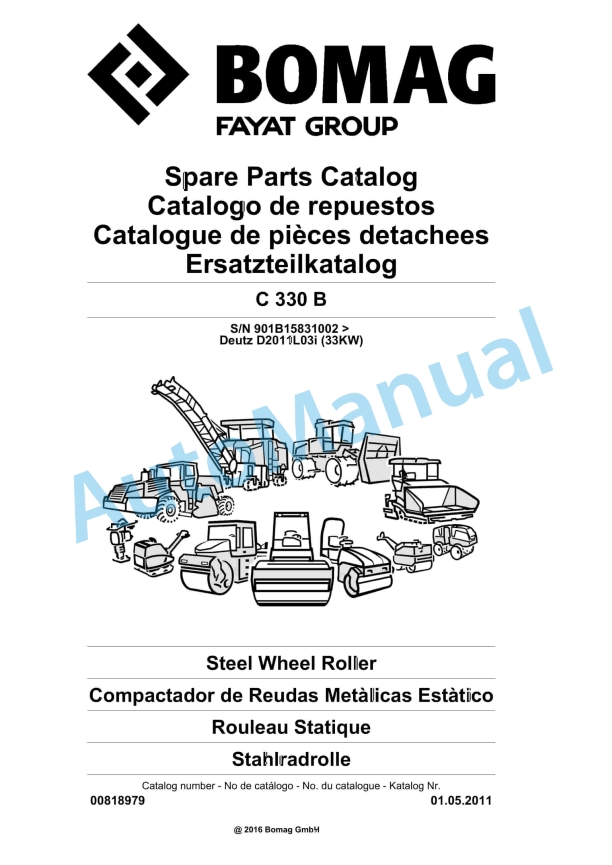 Bomag C 330 B Steel Wheel Roller Spare Parts Catalogue 00818979