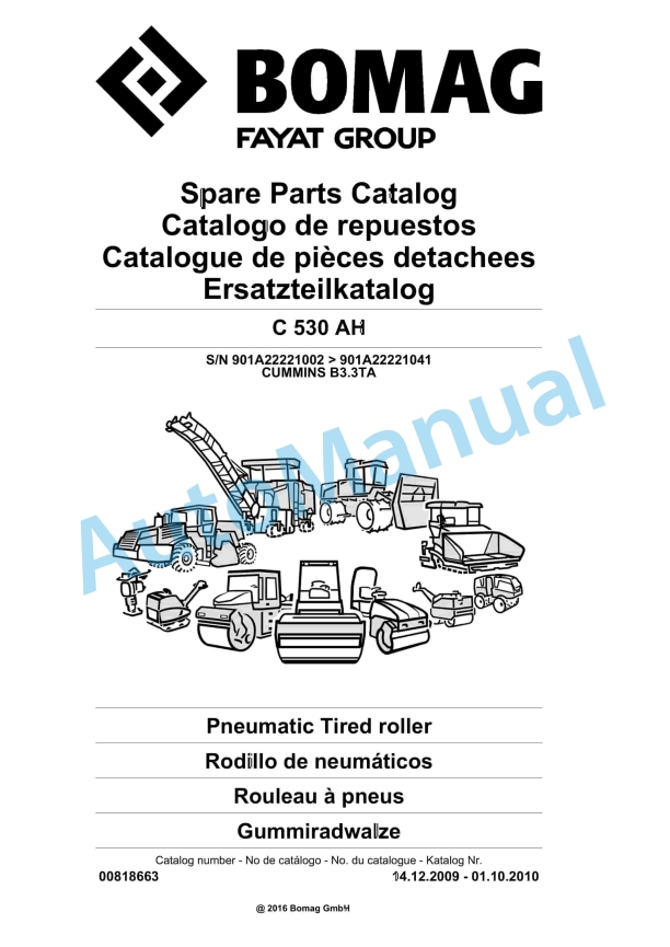 Bomag C 530 AH Pneumatic Tired Roller Spare Parts Catalogue 00818663