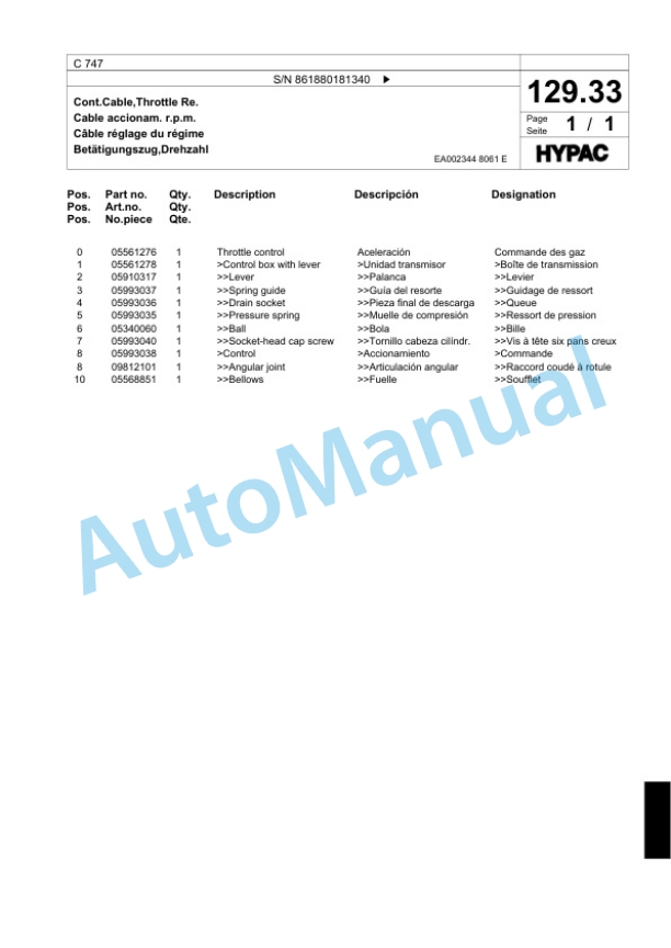 Bomag C 747 Tandem Vibratory Roller Spare Parts Catalogue 00818871-5