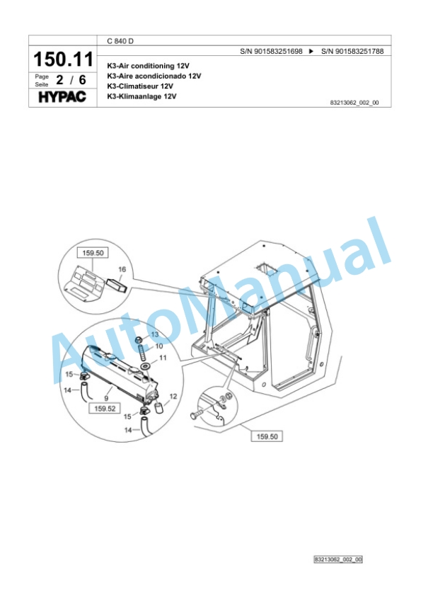 Bomag C 840 D Single Drum Wheel Drive Vibratory Roller Spare Parts Catalogue 00818415-4