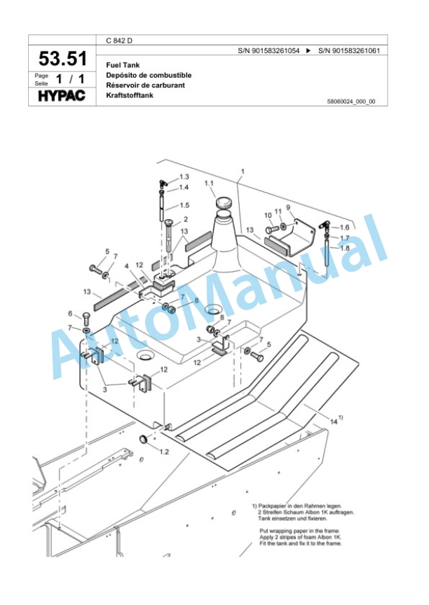 Bomag C 842 D Single Drum Wheel Drive Vibratory Roller Spare Parts Catalogue 00818417-2