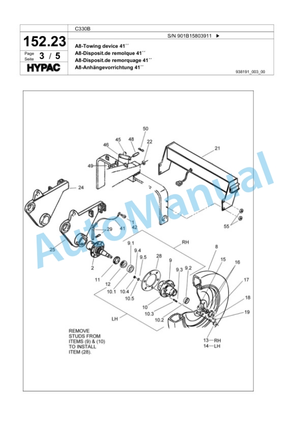 Bomag C330B Steel Wheel Roller Spare Parts Catalogue 00817747-5