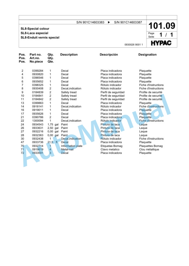 Bomag C340C Steel Wheel Roller Spare Parts Catalogue 00817873-4