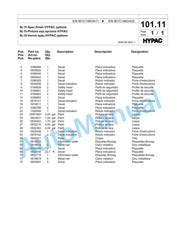 Bomag C340C Steel Wheel Roller Spare Parts Catalogue 00817873-5